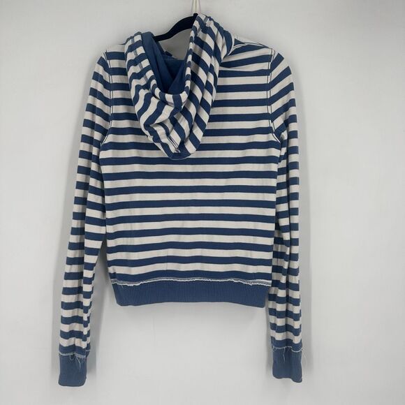 Abercrombie Y2K Striped Double Zipper Zip Up Hoodie Hooded Sweatshirt Size L - Picture 3 of 11